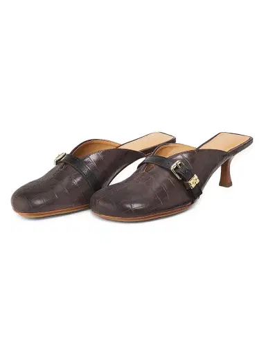 Ganni Women's Sue Crocodile-Embossed Leather Mules | Thumbnail 2