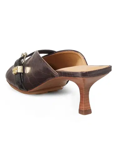 Ganni Women's Sue Crocodile-Embossed Leather Mules | Thumbnail 3