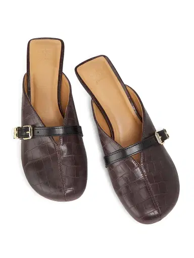 Ganni Women's Sue Crocodile-Embossed Leather Mules | Thumbnail 4