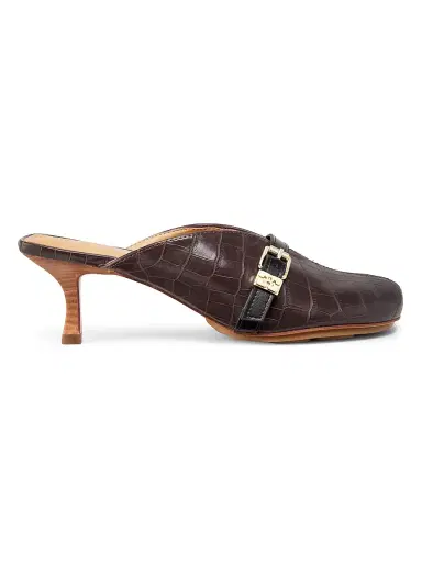 Ganni Women's Sue Crocodile-Embossed Leather Mules | Thumbnail 1