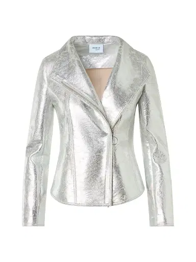 Akris punto Women's Metallic Moto Jacket - Aluminum | Thumbnail 1 Akris punto Women's Metallic Moto Jacket - Aluminum | Thumbnail 1