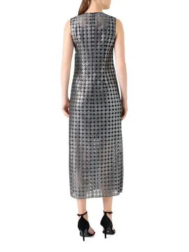 Akris punto Women's Metallic Dot-on-Tulle Embroidered Midi-Dress - Brushed Steel | Thumbnail 4 Akris punto Women's Metallic Dot-on-Tulle Embroidered Midi-Dress - Brushed Steel | Thumbnail 4