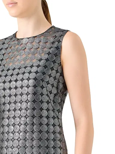 Akris punto Women's Metallic Dot-on-Tulle Embroidered Midi-Dress - Brushed Steel | Thumbnail 5 Akris punto Women's Metallic Dot-on-Tulle Embroidered Midi-Dress - Brushed Steel | Thumbnail 5