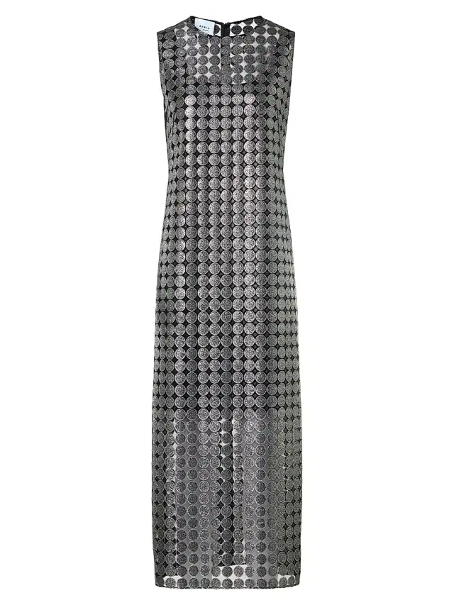 Akris punto Women's Metallic Dot-on-Tulle Embroidered Midi-Dress - Brushed Steel