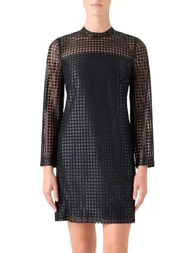 Akris punto Women's Metallic Dot-Embroidered Tulle Minidress | Thumbnail 2