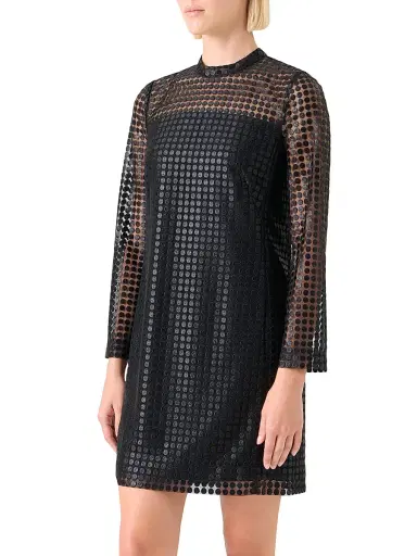 Akris punto Women's Metallic Dot-Embroidered Tulle Minidress | Thumbnail 3