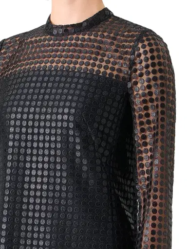 Akris punto Women's Metallic Dot-Embroidered Tulle Minidress | Thumbnail 5