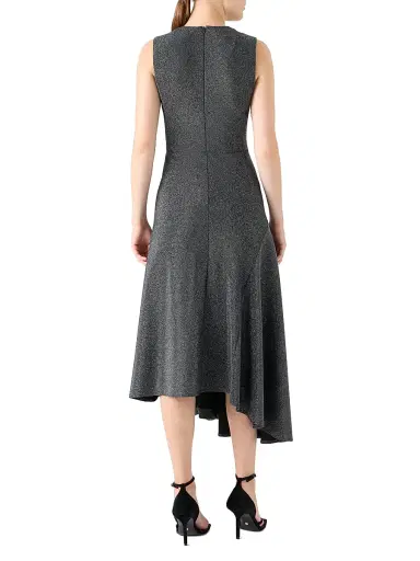 Akris punto Women's Metallic Jersey Asymmetric Midi-Dress | Thumbnail 4 Akris punto Women's Metallic Jersey Asymmetric Midi-Dress | Thumbnail 4