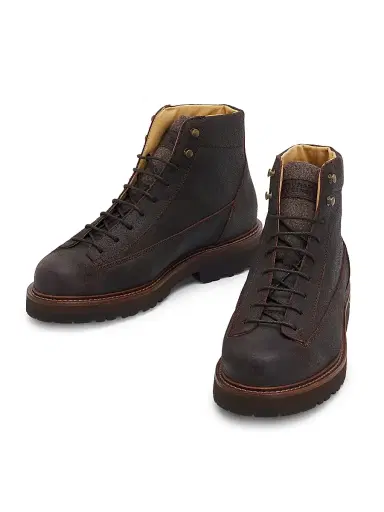 Brunello Cucinelli Men's Suede Lug Boots - Brown Grey | Thumbnail 2 Brunello Cucinelli Men's Suede Lug Boots - Brown Grey | Thumbnail 2