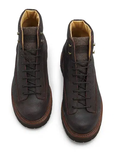 Brunello Cucinelli Men's Suede Lug Boots - Brown Grey | Thumbnail 4 Brunello Cucinelli Men's Suede Lug Boots - Brown Grey | Thumbnail 4