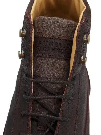 Brunello Cucinelli Men's Suede Lug Boots - Brown Grey | Thumbnail 5 Brunello Cucinelli Men's Suede Lug Boots - Brown Grey | Thumbnail 5