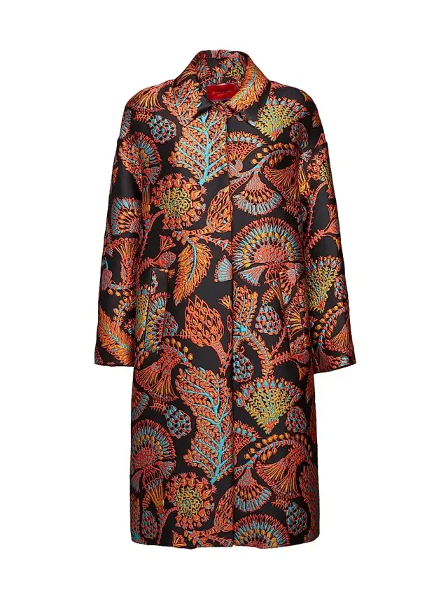 La DoubleJ Women's Boxy Coat - Jacquard Sicomore Black