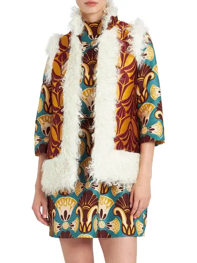La DoubleJ Women's Sleeveless Folk Jacket - Jacquard Papyrus Gold - Size XS | Thumbnail 3 La DoubleJ Women's Sleeveless Folk Jacket - Jacquard Papyrus Gold - Size XS | Thumbnail 3