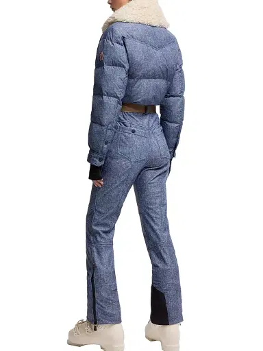 Moncler Grenoble Women's Ski Suit with Shearling Trim - Denim Blue | Thumbnail 3 Moncler Grenoble Women's Ski Suit with Shearling Trim - Denim Blue | Thumbnail 3
