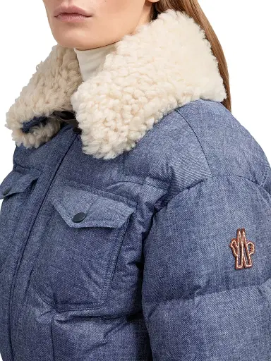 Moncler Grenoble Women's Ski Suit with Shearling Trim - Denim Blue | Thumbnail 4 Moncler Grenoble Women's Ski Suit with Shearling Trim - Denim Blue | Thumbnail 4