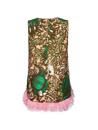 La DoubleJ Women's La Scala Top with Feathers - Anemone Pink Olive | Thumbnail 2