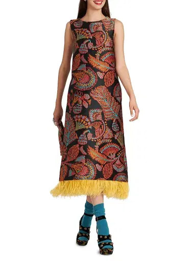 La DoubleJ Women's Column Dress with Feathers | Thumbnail 3 La DoubleJ Women's Column Dress with Feathers | Thumbnail 3