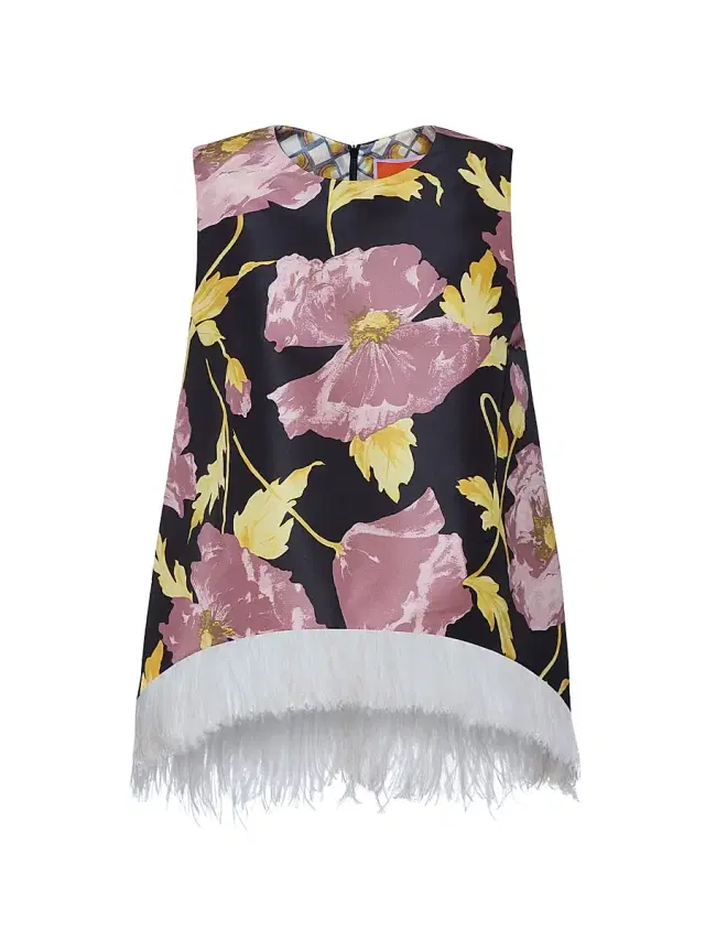 Women's La Scala Top with Feathers - Sylph Black