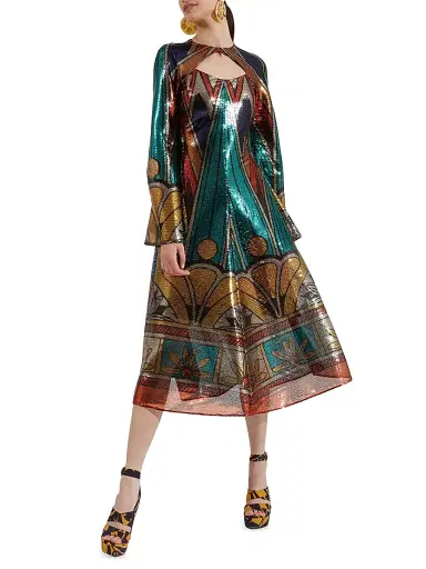 La DoubleJ Women's Farfalla Dress - Philae Placee Multicolor | Thumbnail 3