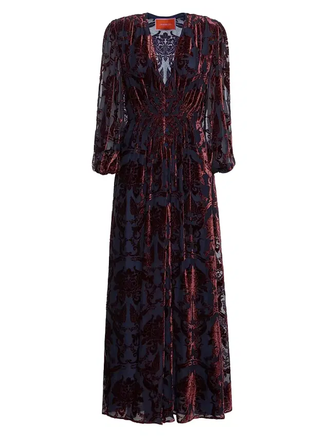 La DoubleJ Women's Long Camerino Dress - Cherubs Devore Blue