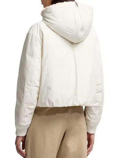 Moncler Women's Nisiro Puffer Jacket with Teddy Trim - White | Thumbnail 3 Moncler Women's Nisiro Puffer Jacket with Teddy Trim - White | Thumbnail 3