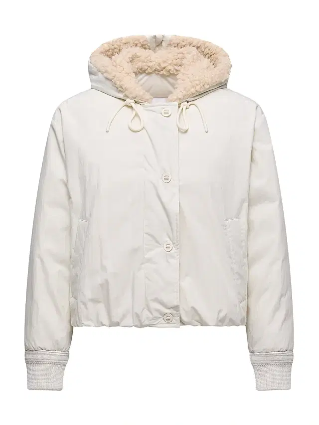 Women's Nisiro Puffer Jacket with Teddy Trim - White