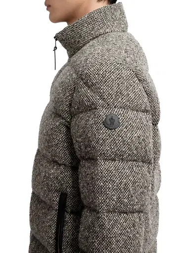 Moncler Men's Agde Puffer Jacket in Wool Blend - Gray | Thumbnail 4 Moncler Men's Agde Puffer Jacket in Wool Blend - Gray | Thumbnail 4
