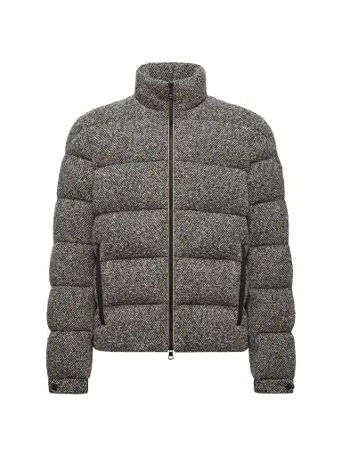 Moncler Men's Agde Puffer Jacket in Wool Blend - Gray | Thumbnail 1 Moncler Men's Agde Puffer Jacket in Wool Blend - Gray | Thumbnail 1