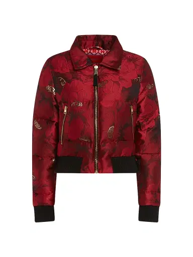 La DoubleJ Women's La Comasca Puffer Bomber - Jacquard Ruby Red - Size XS | Thumbnail 1 La DoubleJ Women's La Comasca Puffer Bomber - Jacquard Ruby Red - Size XS | Thumbnail 1