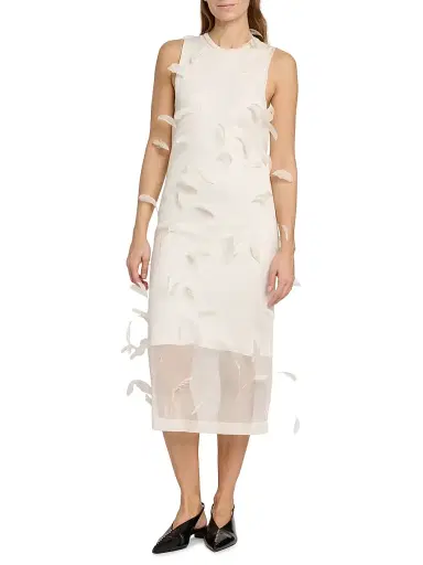 Jil Sander Women's Feather Silk Sleeveless Midi-Dress - Natural | Thumbnail 3 Jil Sander Women's Feather Silk Sleeveless Midi-Dress - Natural | Thumbnail 3