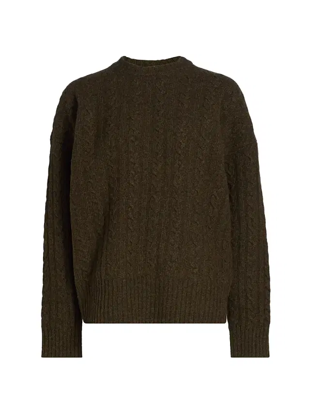 Róhe Women's Cable-Knit Wool Crewneck Sweater - Forest Melange