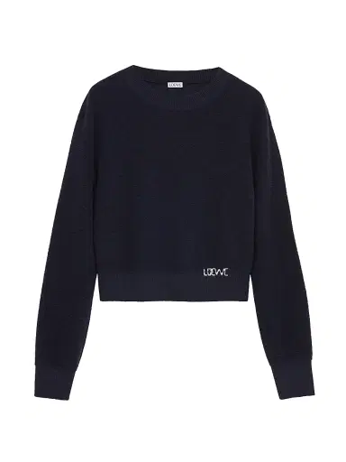 Loewe Women's Stitch Logo Wool Sweater - Navy - Size Large | Thumbnail 1 Loewe Women's Stitch Logo Wool Sweater - Navy - Size Large | Thumbnail 1