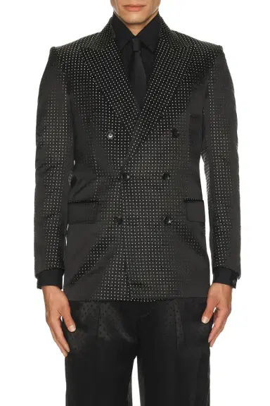 Tom Ford Duchesse Polka Dot Jacquard Double Breasted Jacket | Thumbnail 4 Tom Ford Duchesse Polka Dot Jacquard Double Breasted Jacket | Thumbnail 4