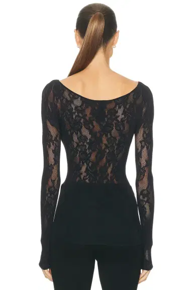 SKIMS Knit Lace Long Sleeve Boatneck Top | Thumbnail 3