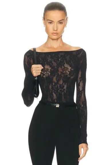 SKIMS Knit Lace Long Sleeve Boatneck Top | Thumbnail 1