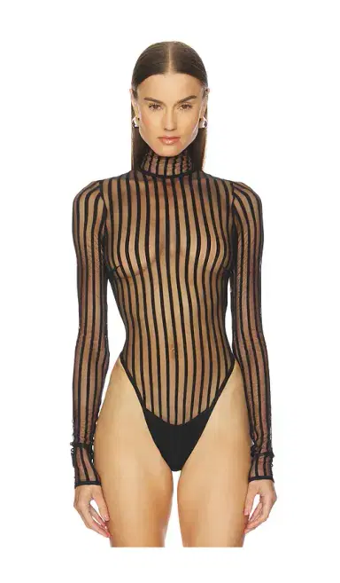 LaQuan Smith Long Sleeve Mock Neck Bodysuit | Thumbnail 2