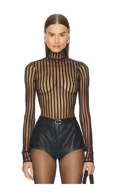 LaQuan Smith Long Sleeve Mock Neck Bodysuit | Thumbnail 1