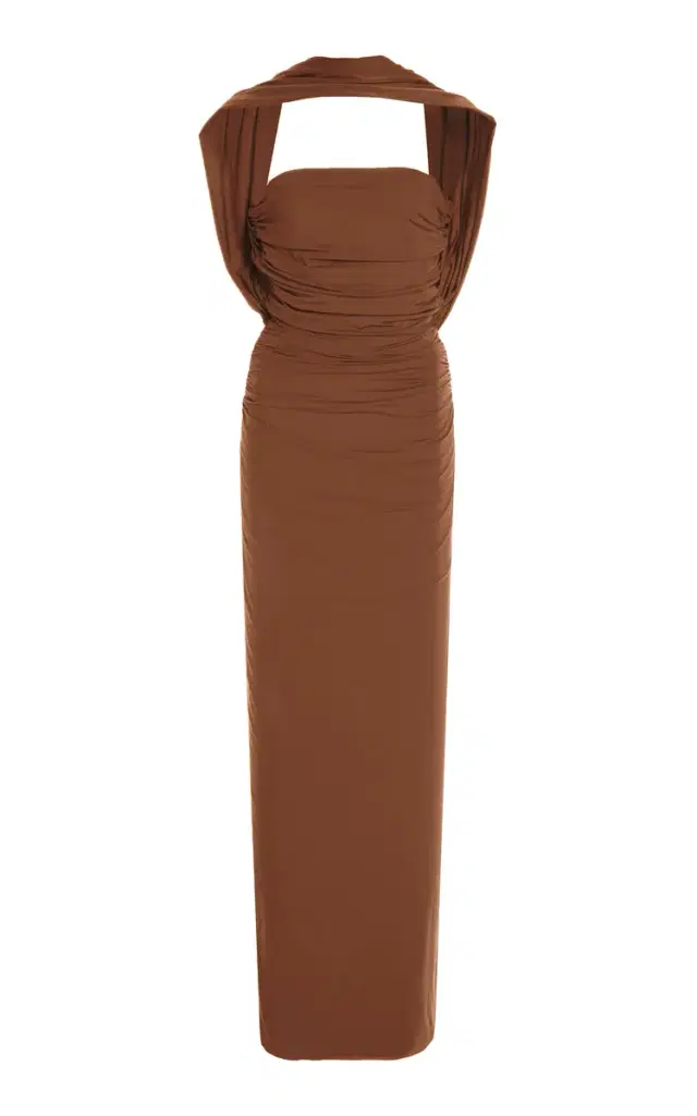 Maygel Coronel Exclusive Mullet Jersey Strapless Maxi Dress