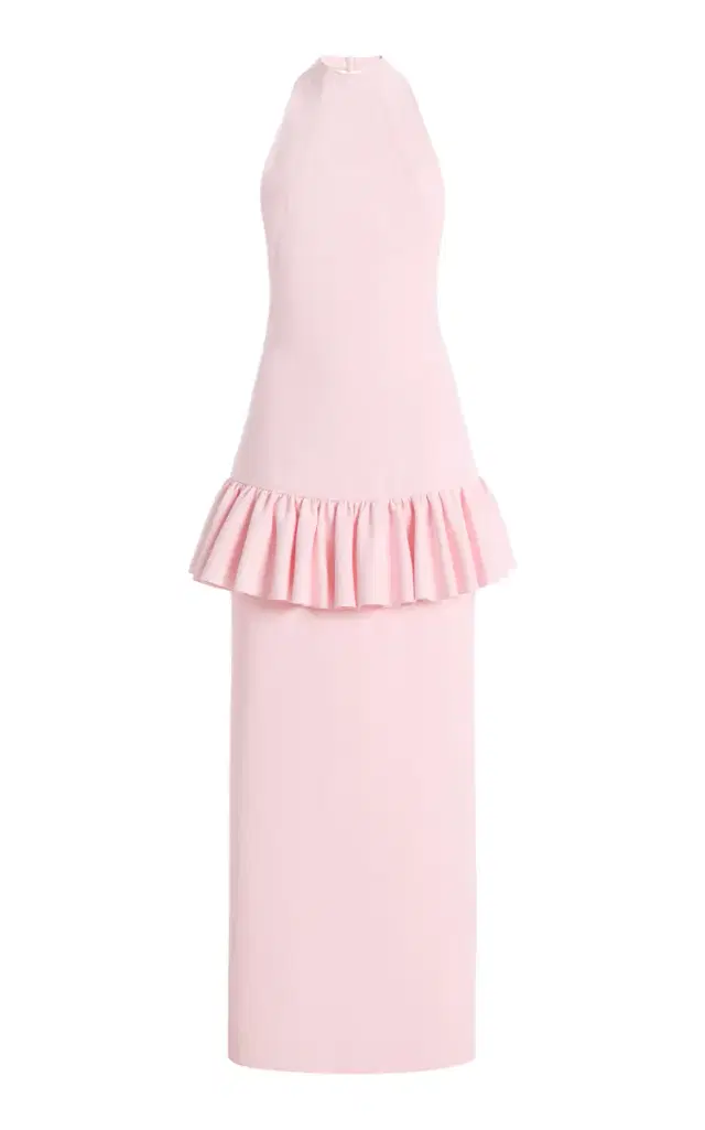 Harithand Cybelle Peplum Crepe Maxi Dress