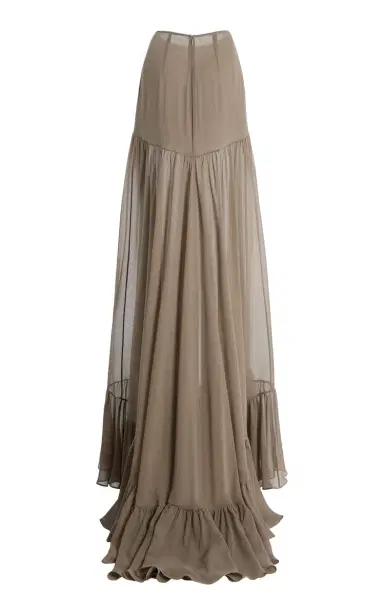 Harithand Regina Silk Georgette Fluid Maxi Skirt | Thumbnail 4