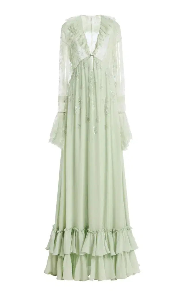 Harithand Ilaria Ruffled Silk Maxi Dress