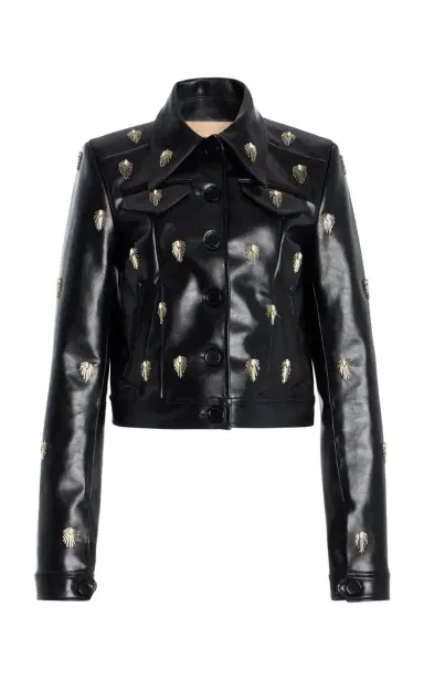 Cucculelli Shaheen Pendant Medallion Embroidered Leather Jacket | Thumbnail 5