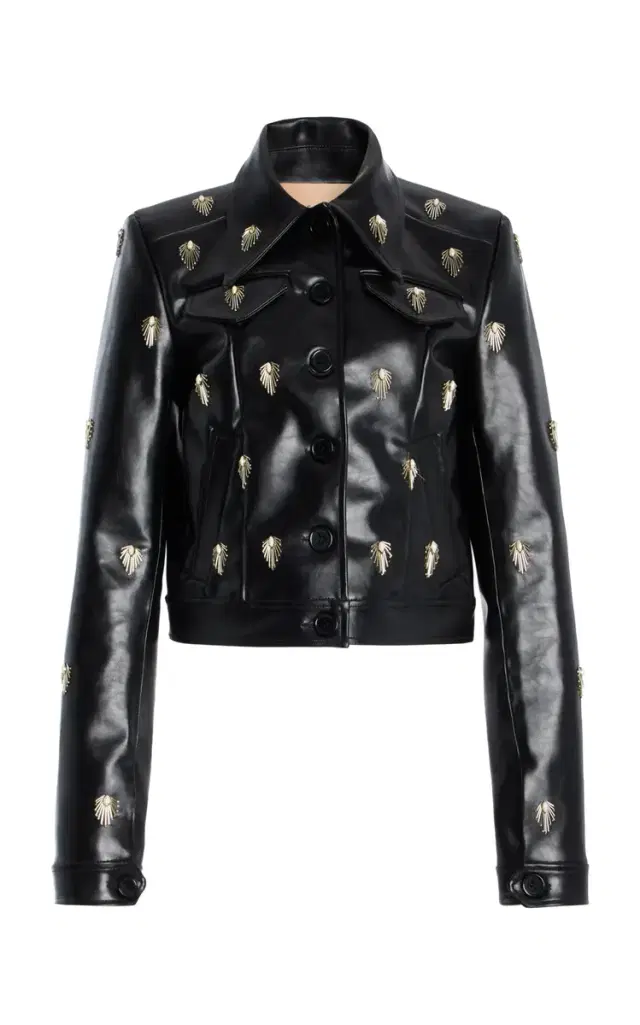 Cucculelli Shaheen Pendant Medallion Embroidered Leather Jacket