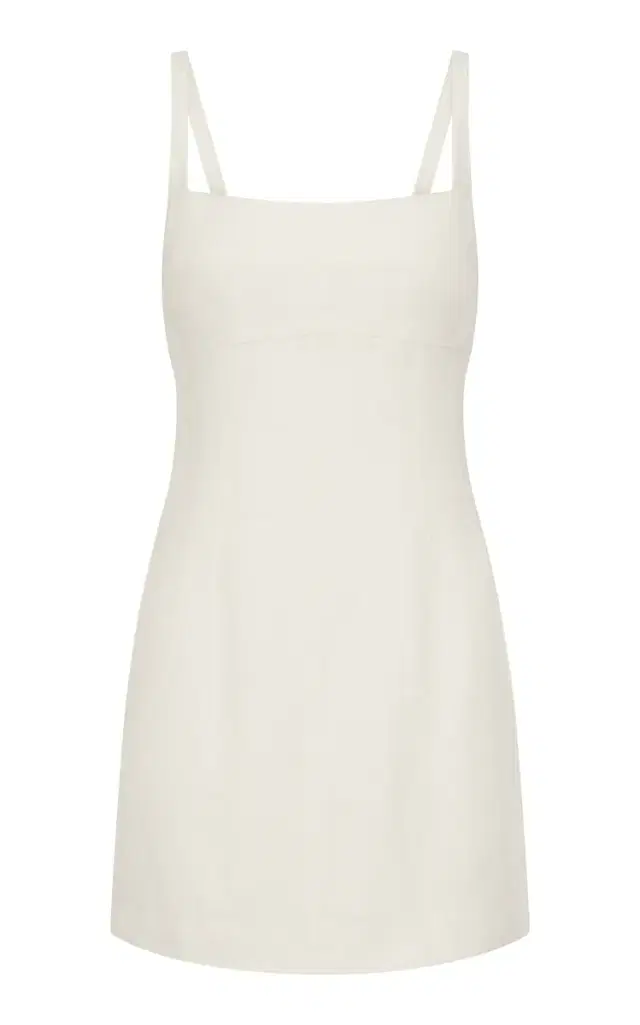 Square-Neck Linen Mini Dress