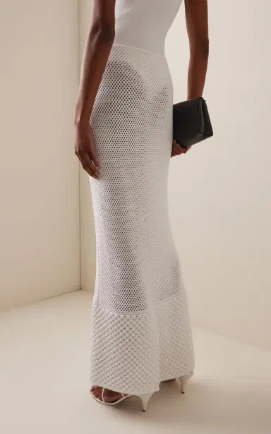 Brandon Maxwell The Iris Open-Knit Maxi Skirt | Thumbnail 4