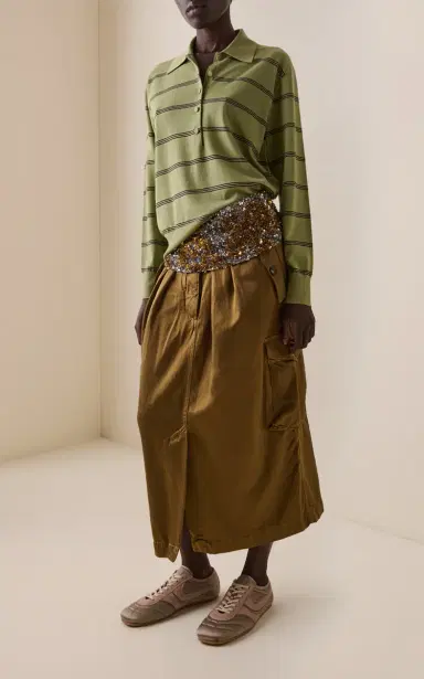 Dries Van Noten Leather-Trimmed Satin Sneakers | Thumbnail 2