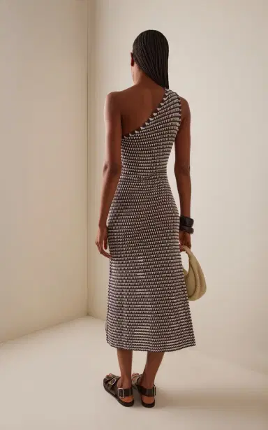 Zulu & Zephyr One-Shoulder Lattice-Knit Cotton Maxi Dress | Thumbnail 4