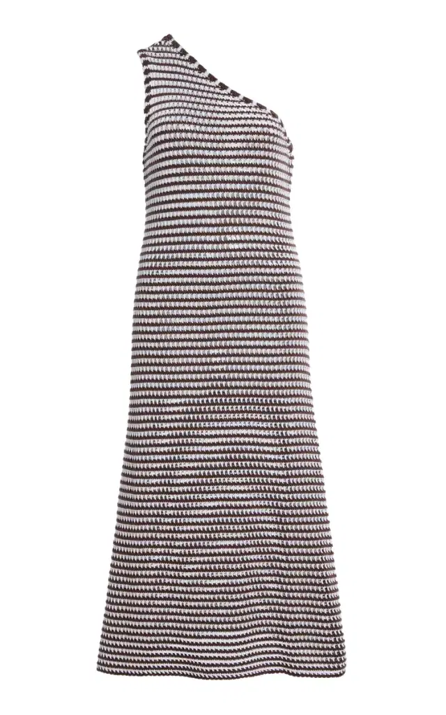 Zulu & Zephyr One-Shoulder Lattice-Knit Cotton Maxi Dress
