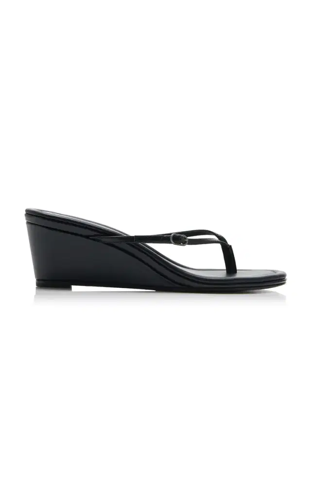 Petit Belt Leather Wedge Thong Sandals