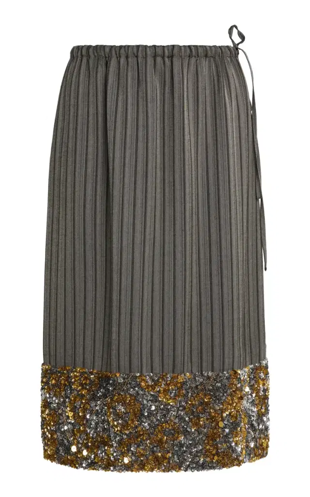 Scotts Embellished Twill Knee-Length Drawstring Skirt